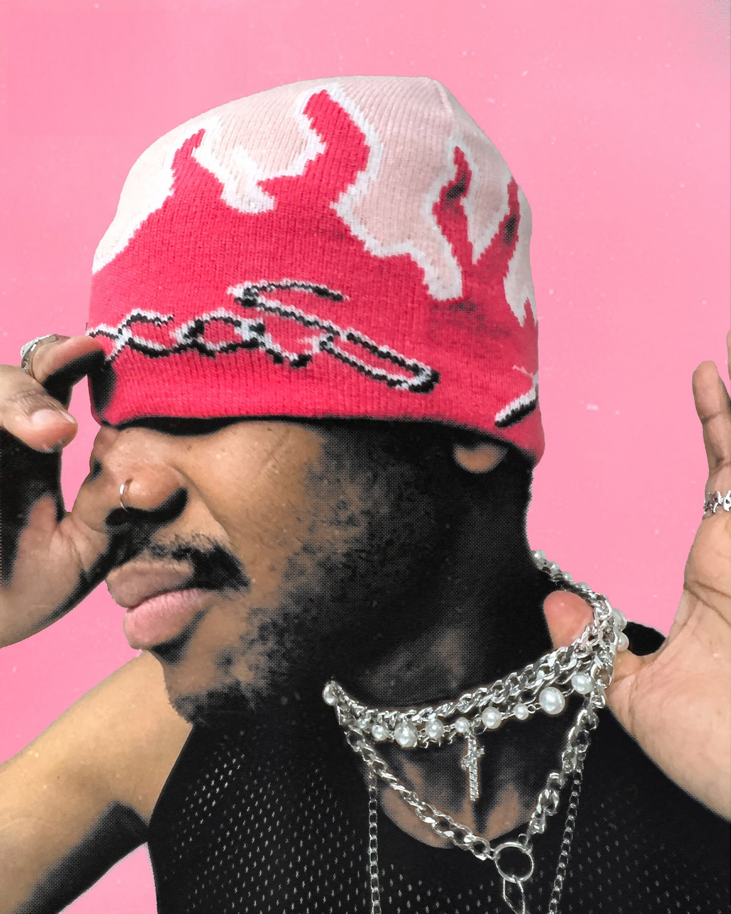 Pink Inferno flame beanie