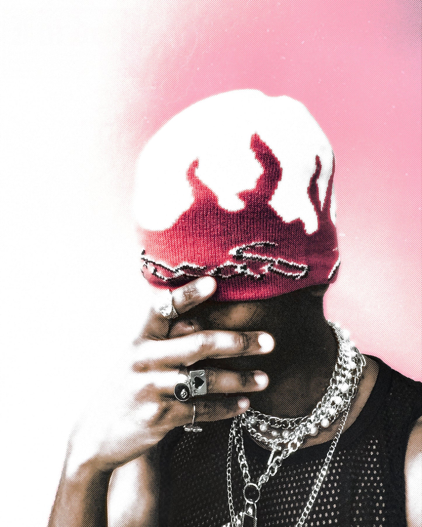 Pink Inferno flame beanie