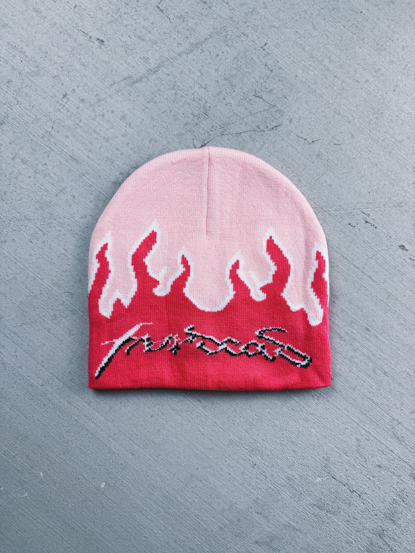 Pink Inferno flame beanie