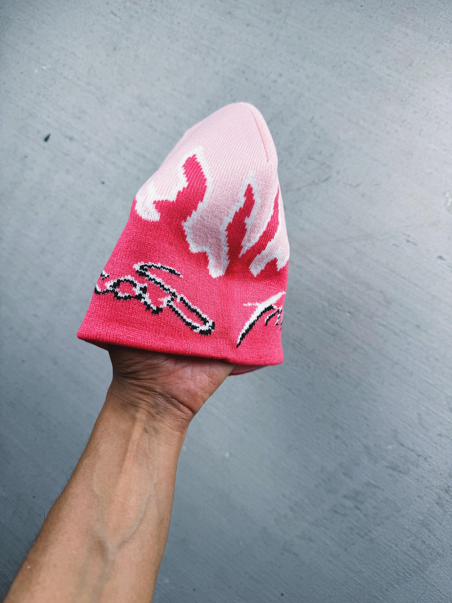 Pink Inferno flame beanie