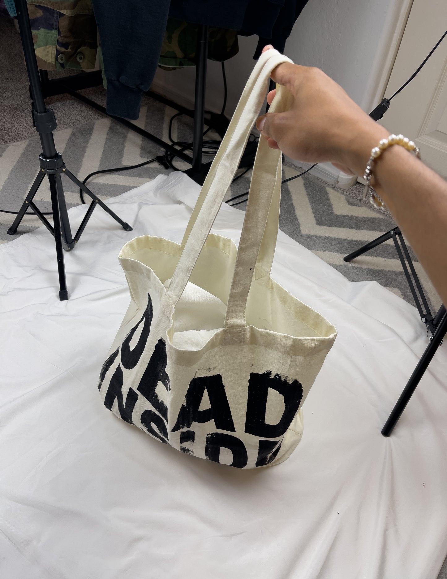 2. Dead Inside Tote Bag Bleached Canvas