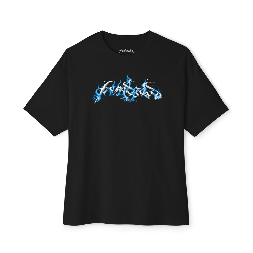 Ice Cold Blue flame logo Blk tee