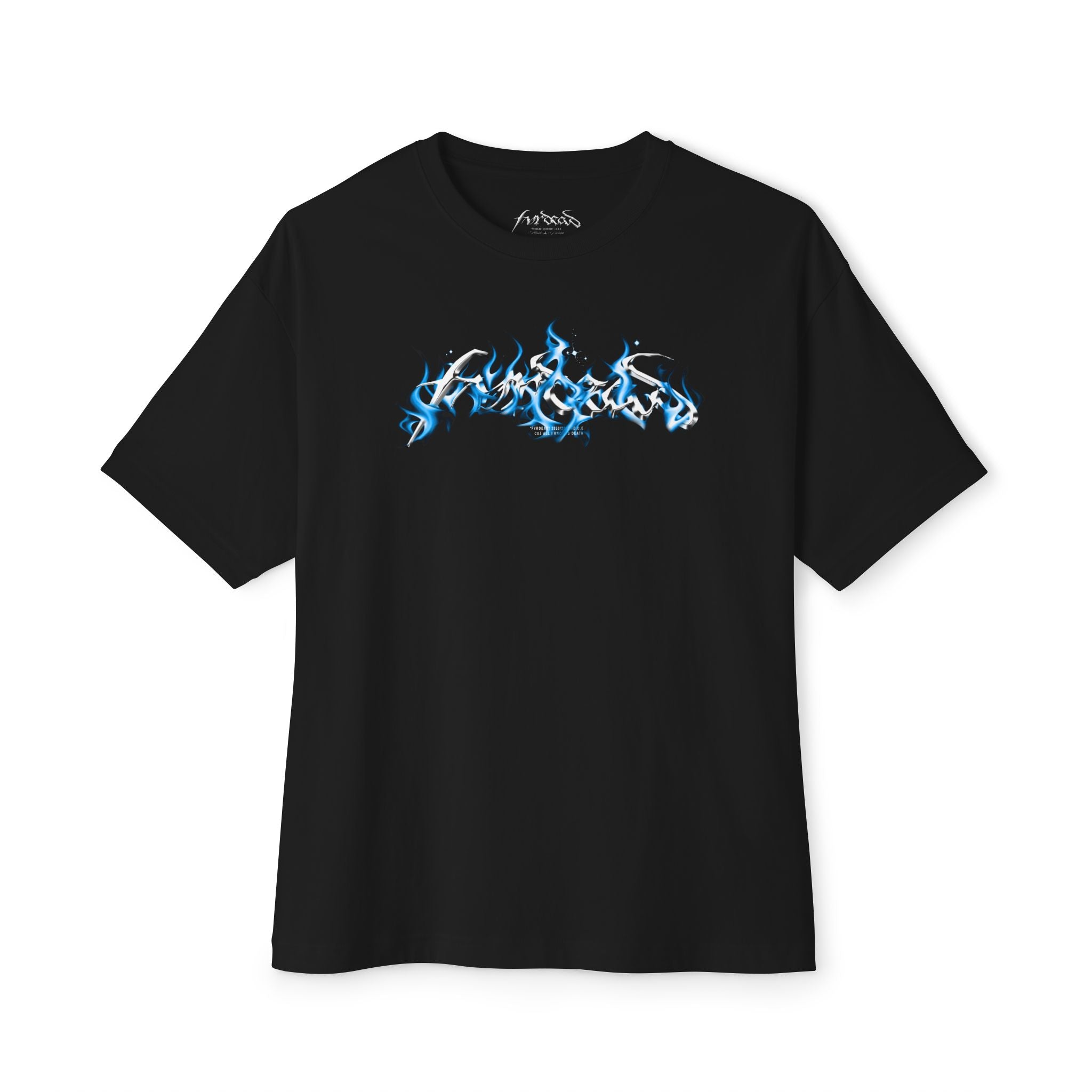 Ice Cold Blue flame logo Blk tee