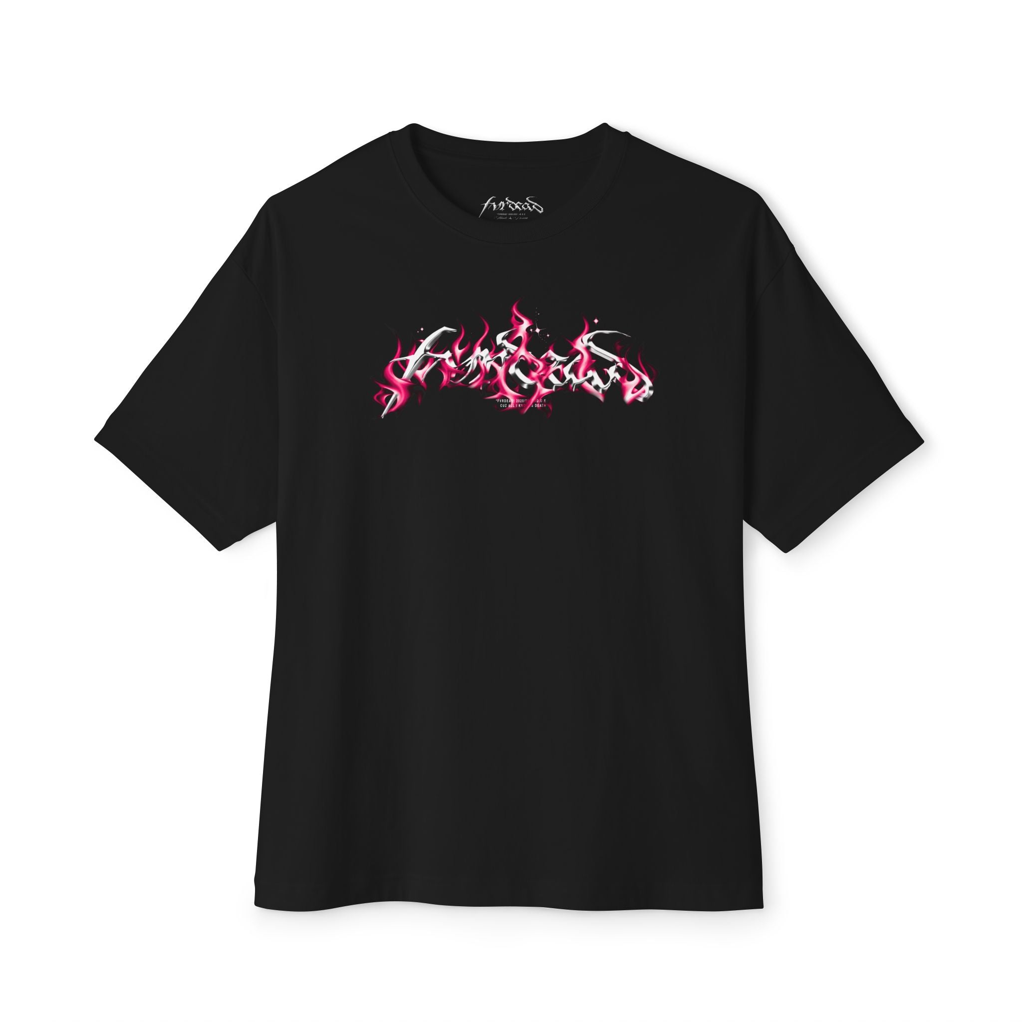 Pink Inferno flame logo Blk tee
