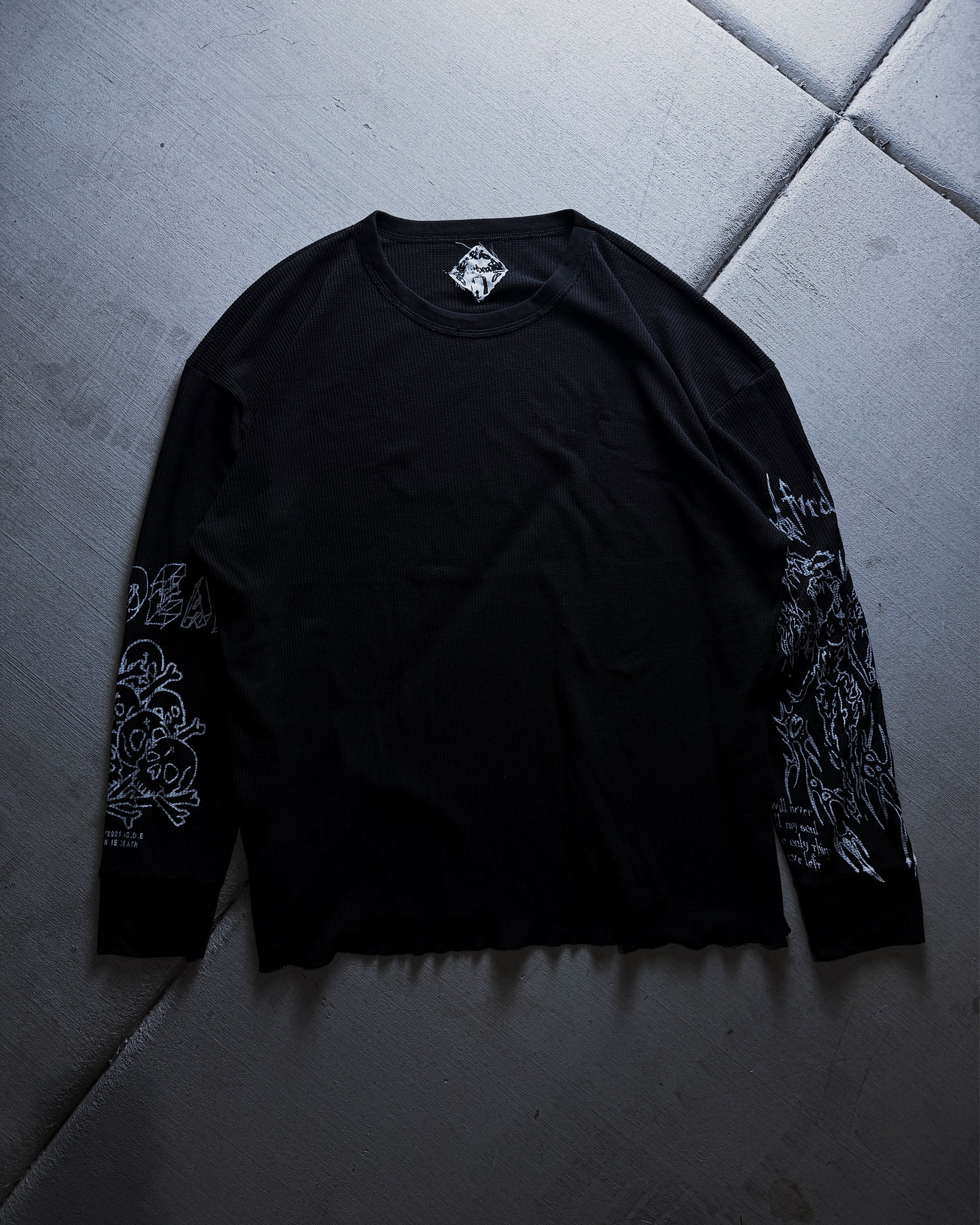 Black Thermal Waffle Knit LongSleeve