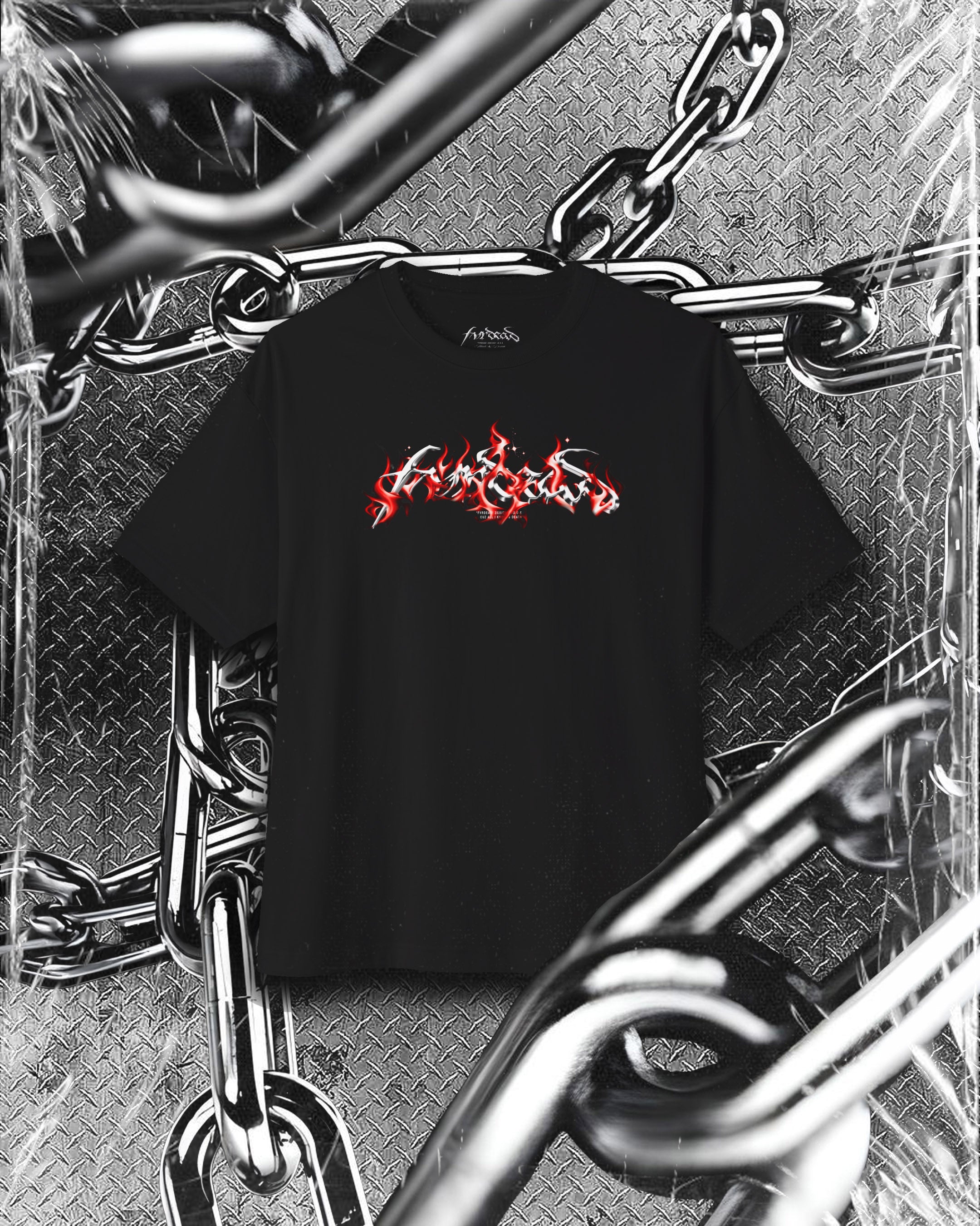 Red Fury flame logo Blk tee