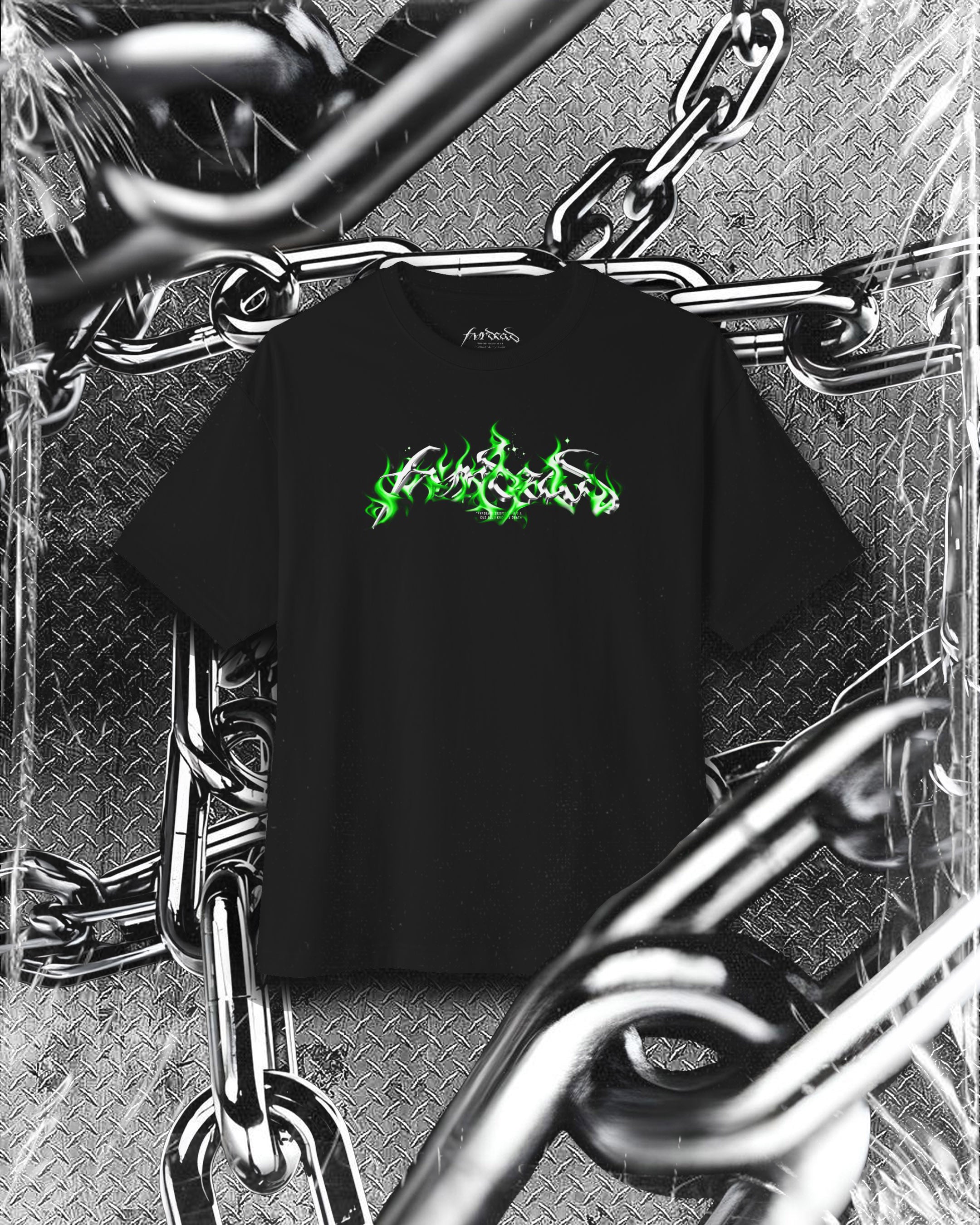 Green Ember flame logo Blk tee