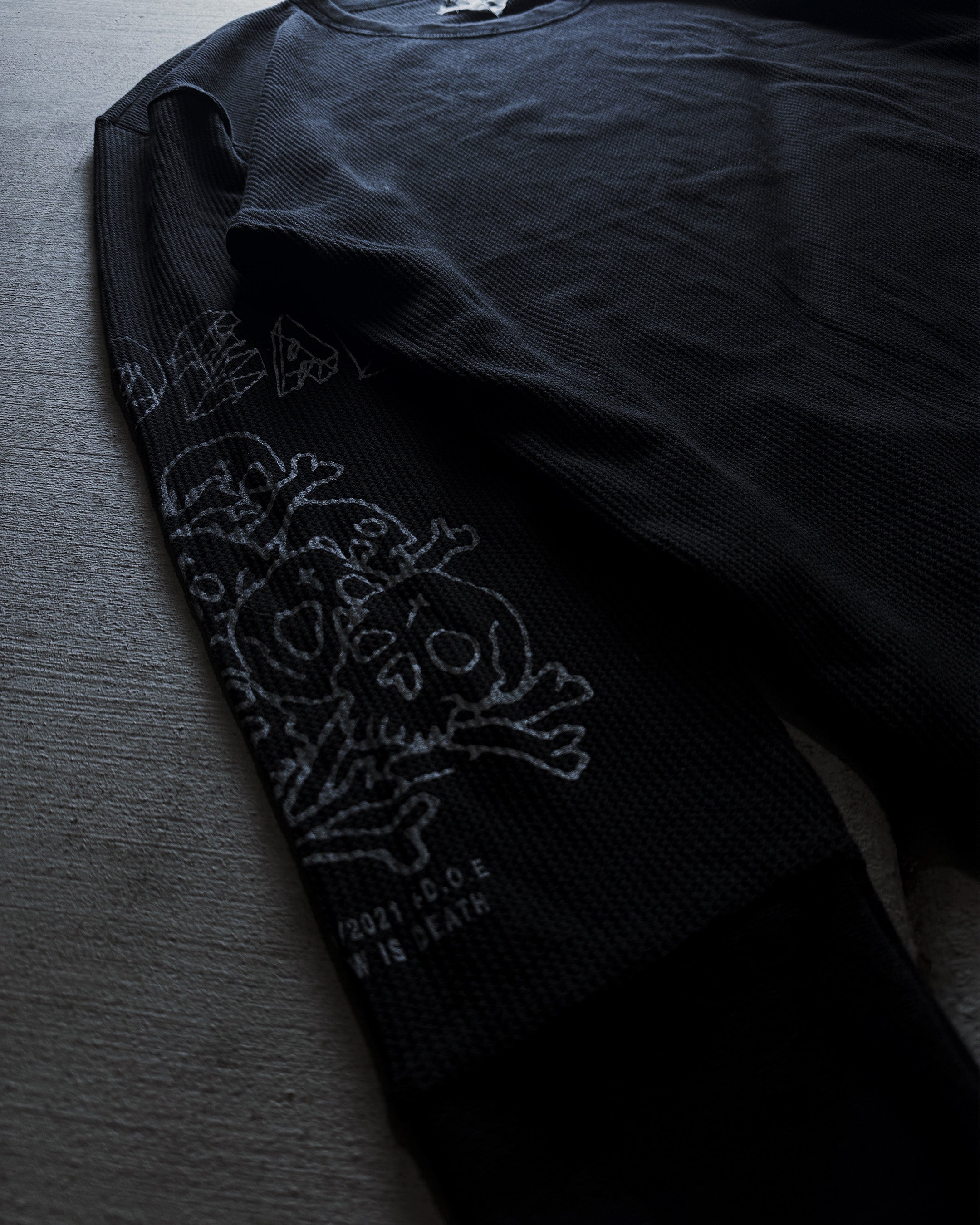 Black Thermal Waffle Knit LongSleeve