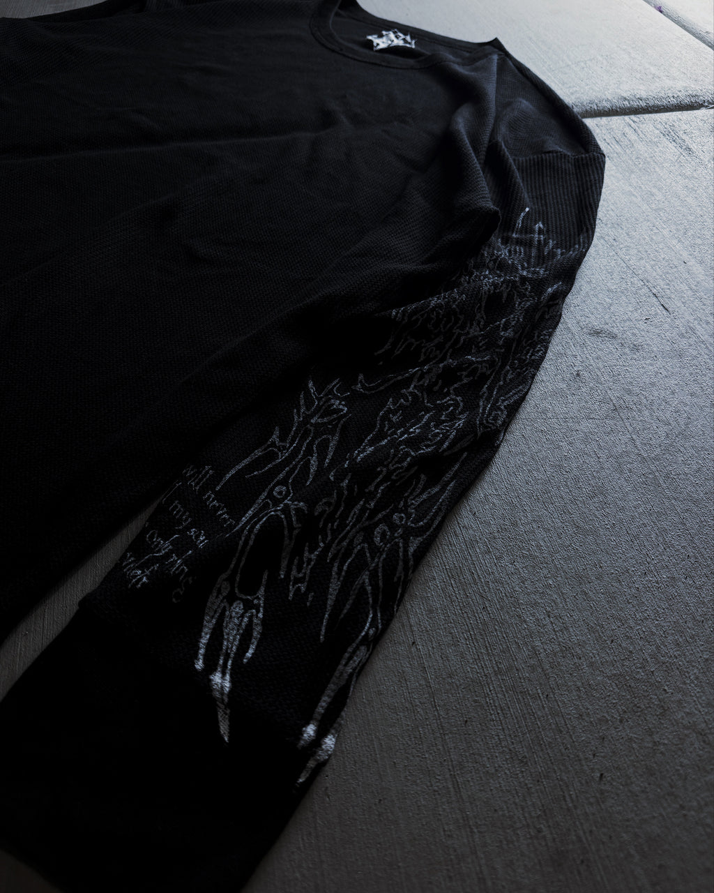 Black Thermal Waffle Knit LongSleeve