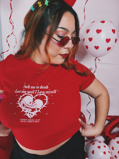 F*ck me to death red baby tee