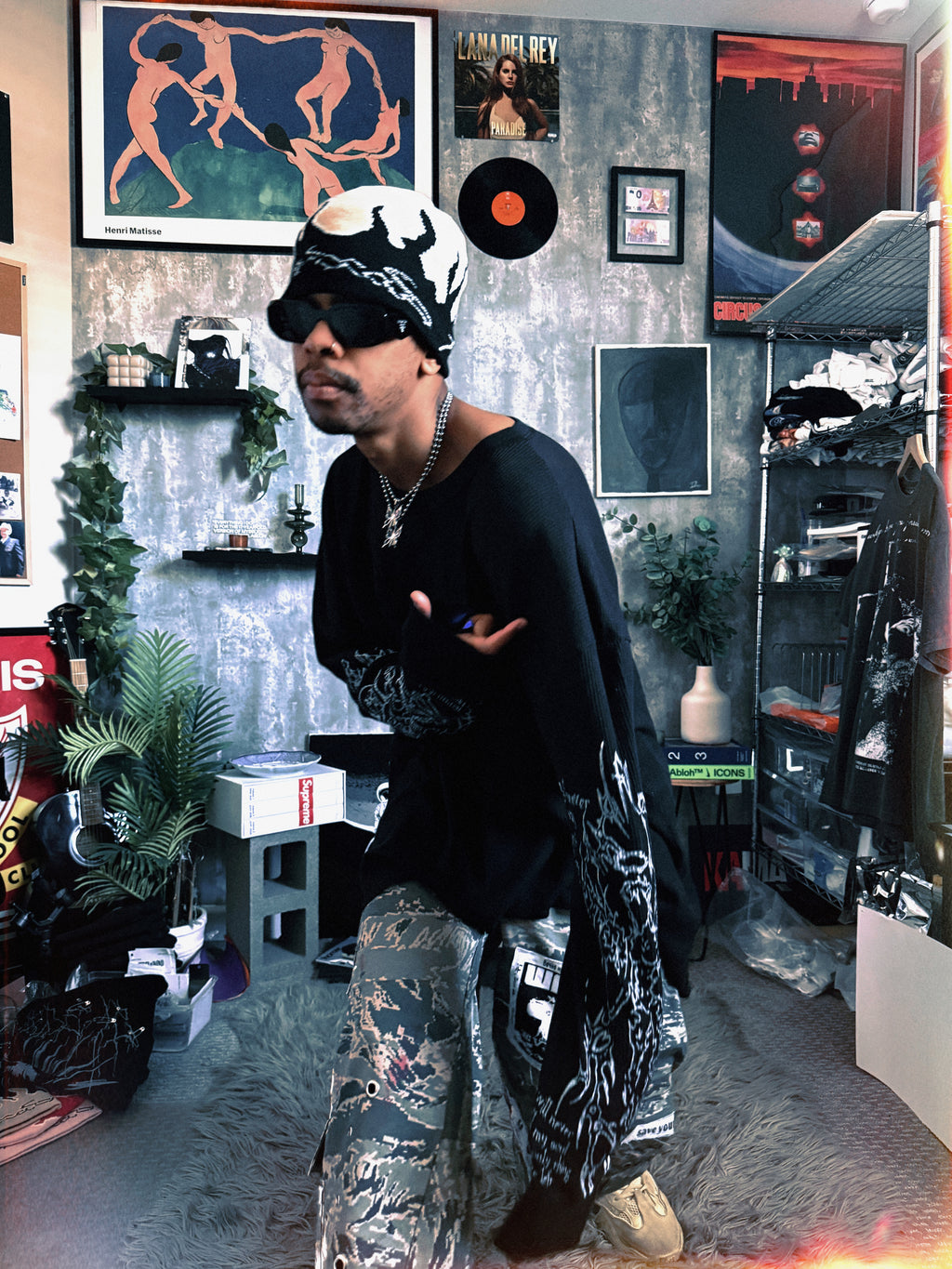 Black Thermal Waffle Knit LongSleeve