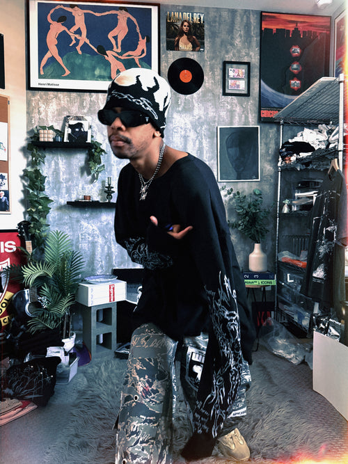 Black Thermal Waffle Knit LongSleeve