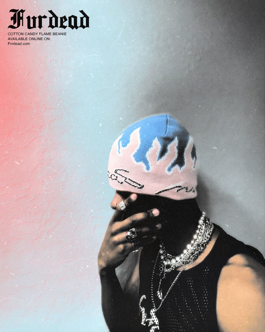 Gorro con llamas de algodón de azúcar