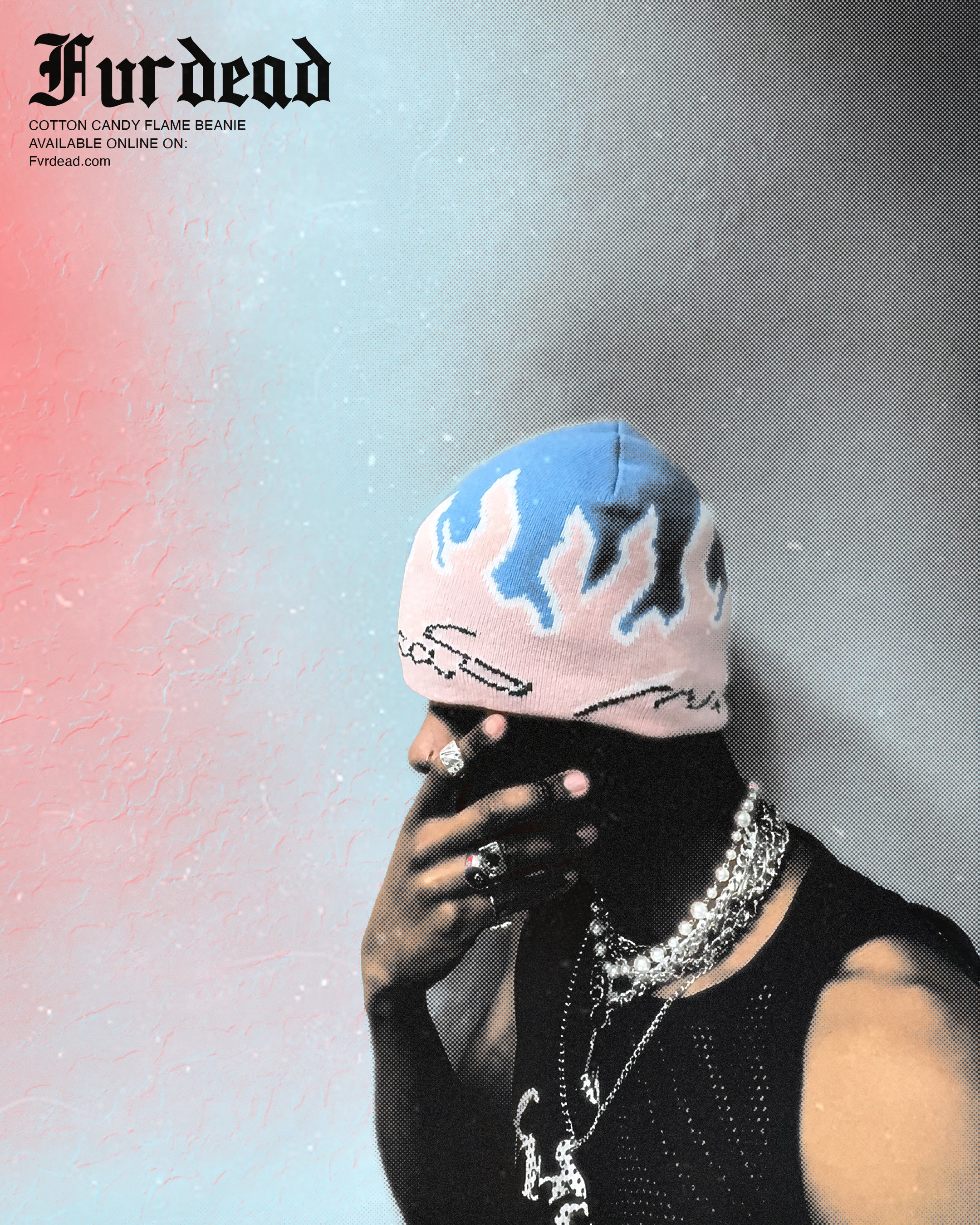 Gorro con llamas de algodón de azúcar