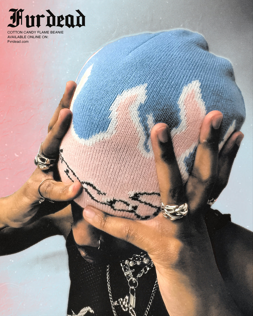 Gorro con llamas de algodón de azúcar