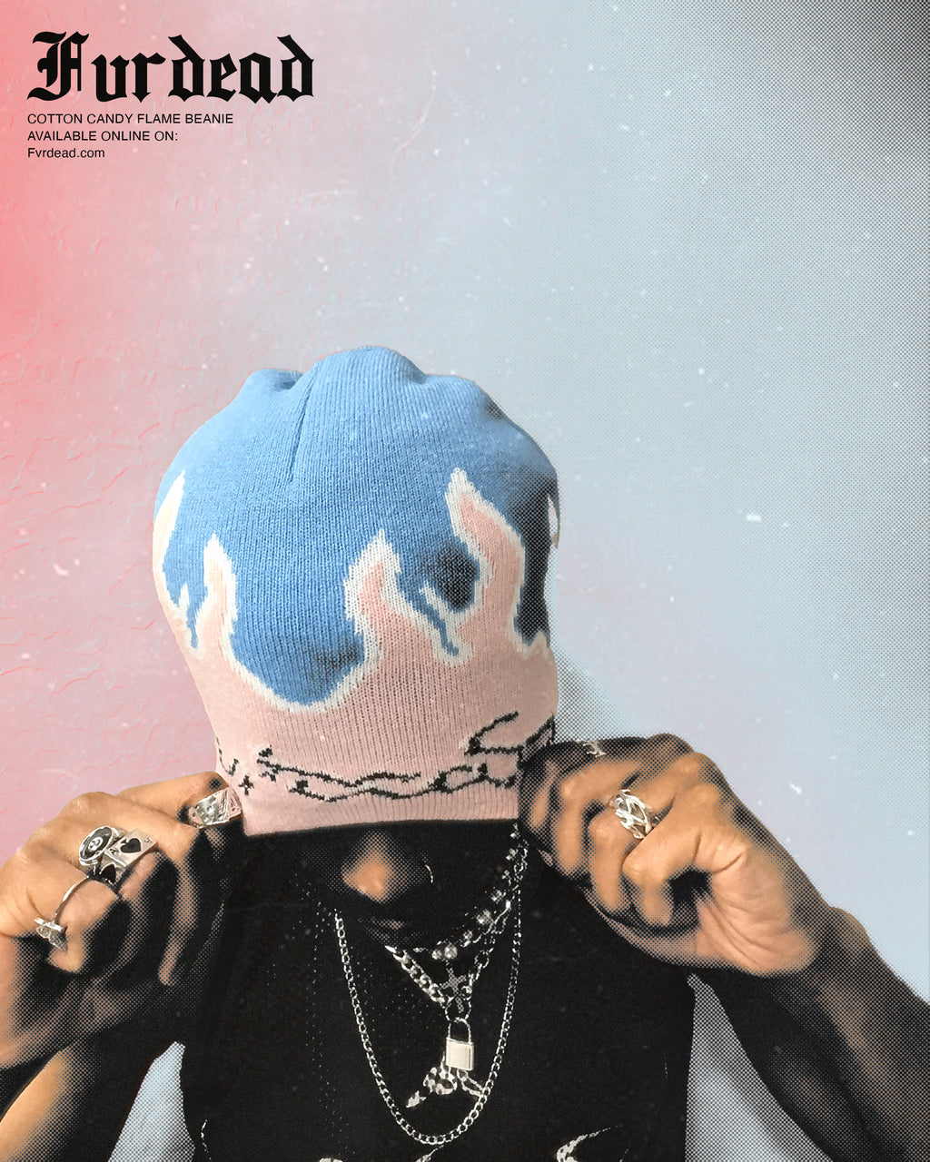 Gorro con llamas de algodón de azúcar