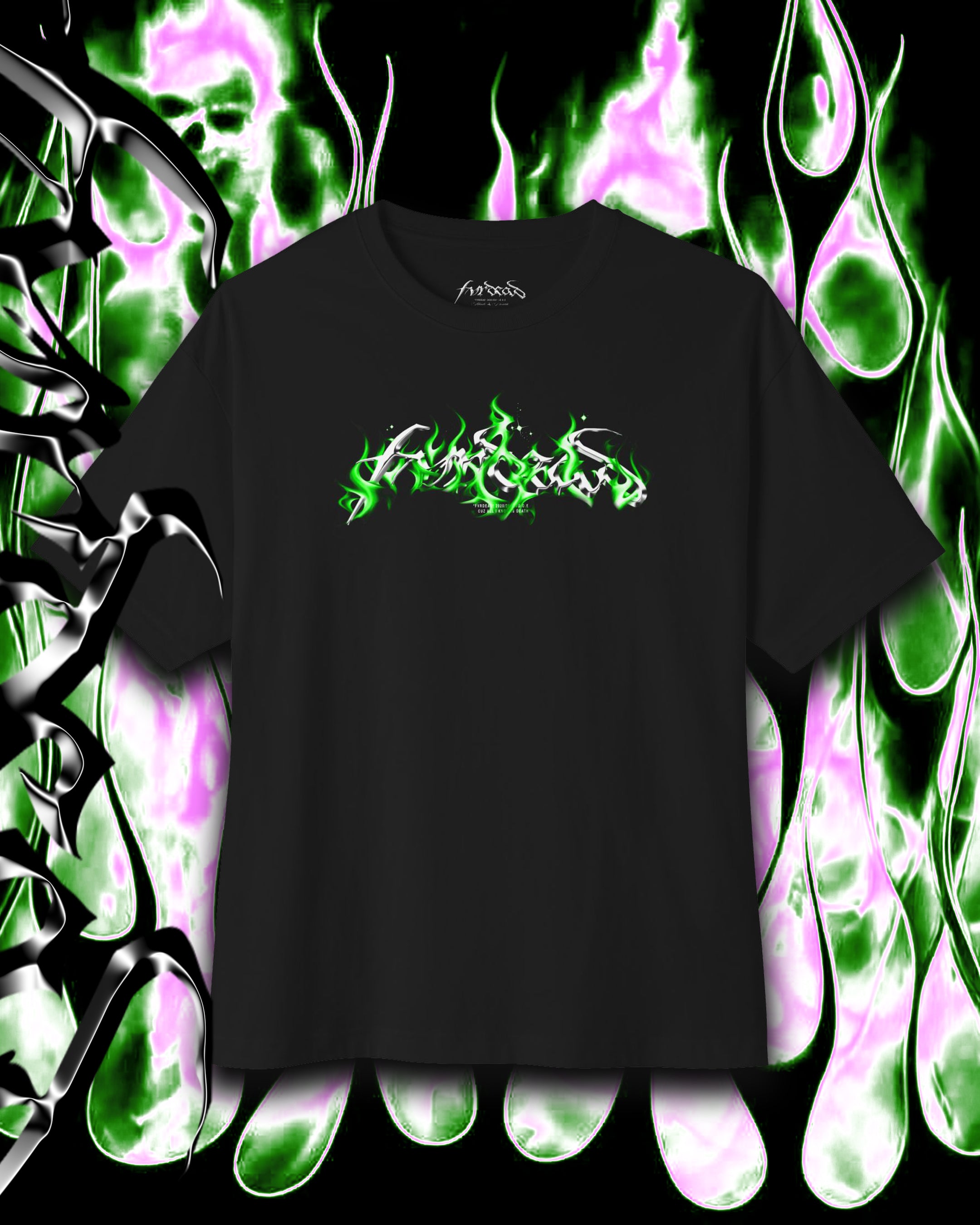 Green Ember flame logo Blk tee