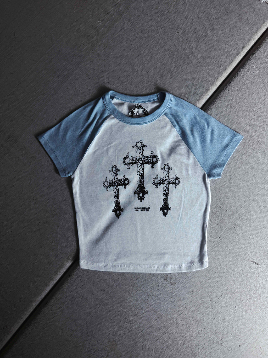 Camiseta de bebé gris/negra con la frase "Fóllame hasta la muerte"