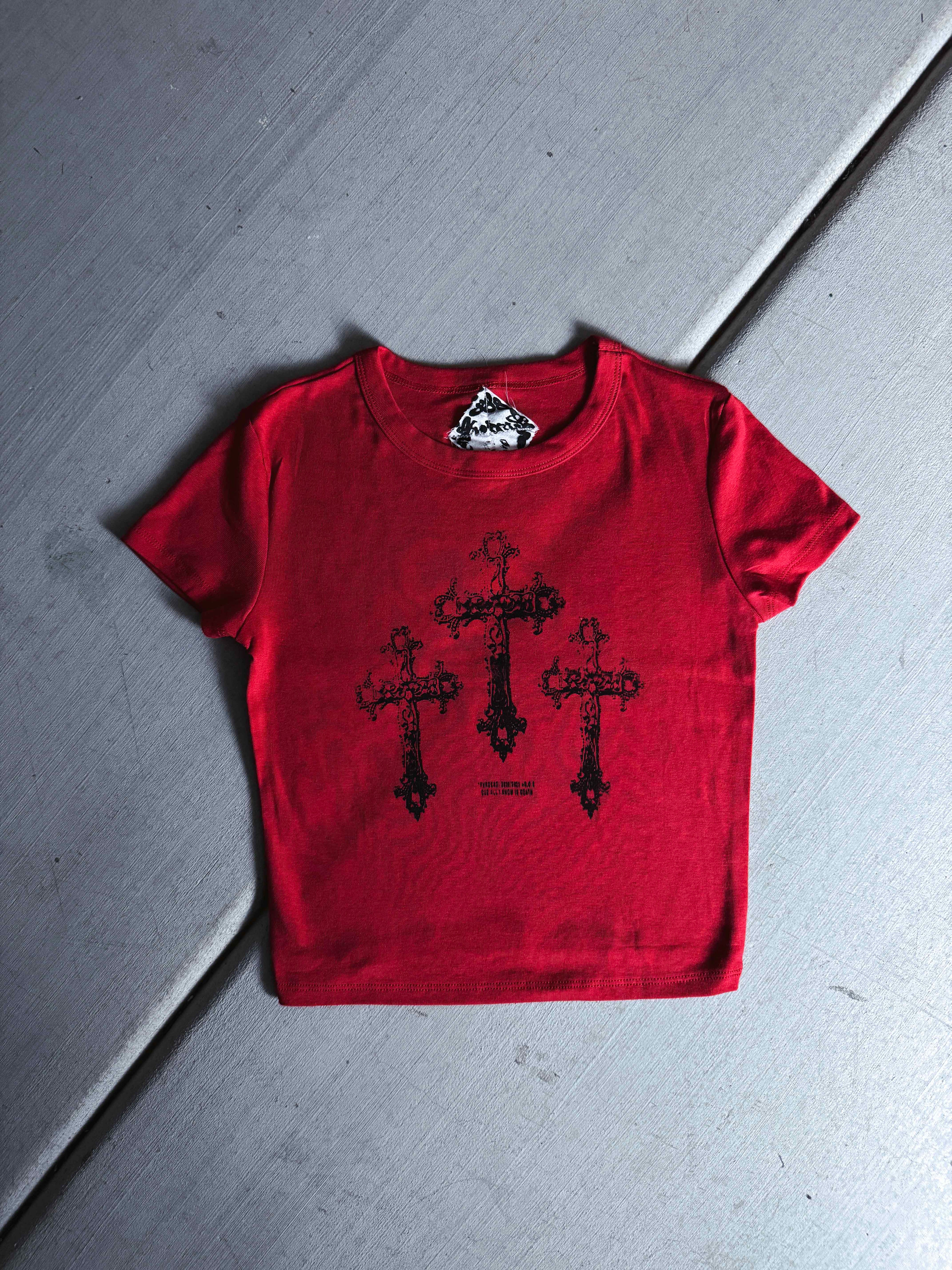 Camiseta de bebé gris/negra con la frase "Fóllame hasta la muerte"