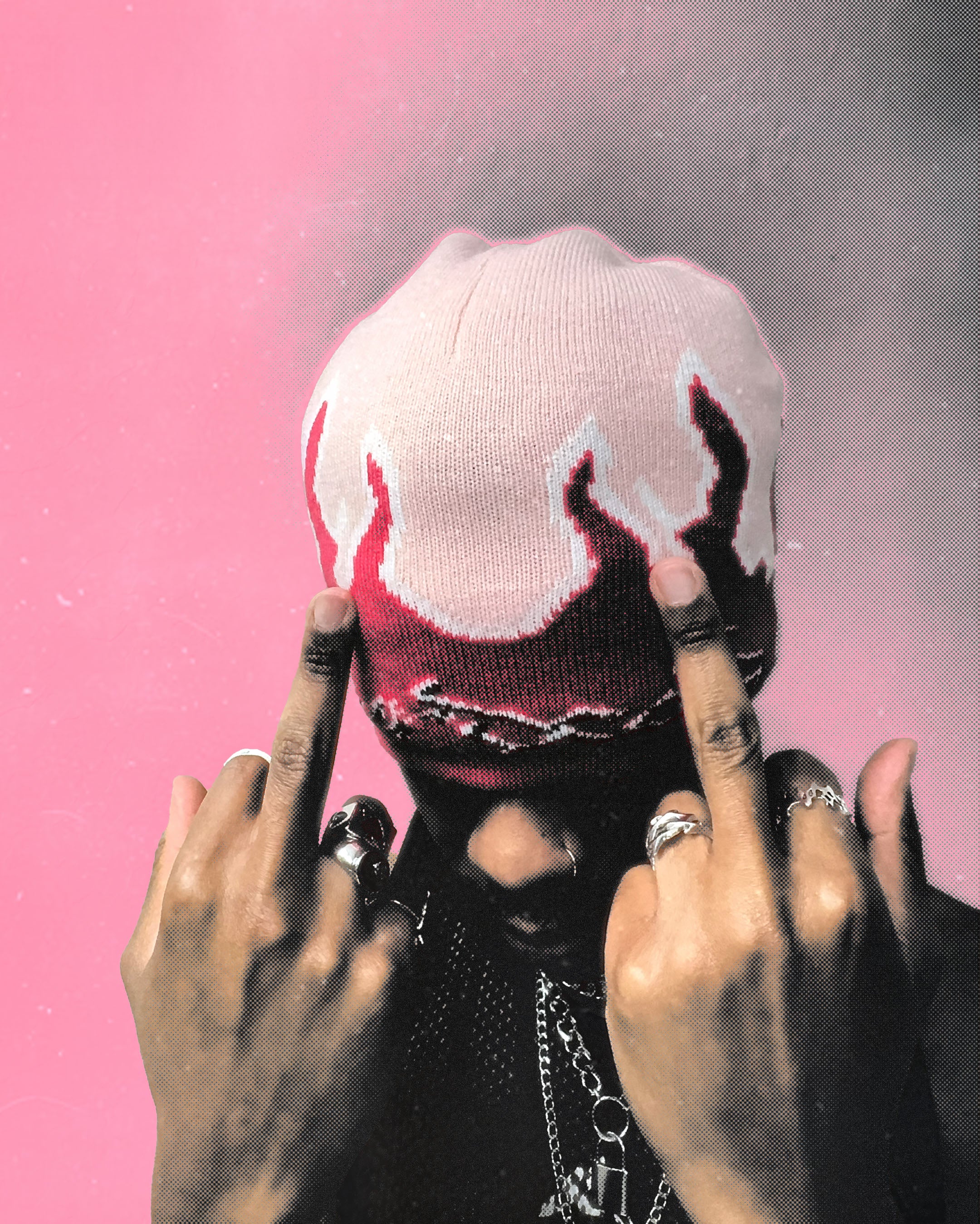 Pink Inferno flame beanie