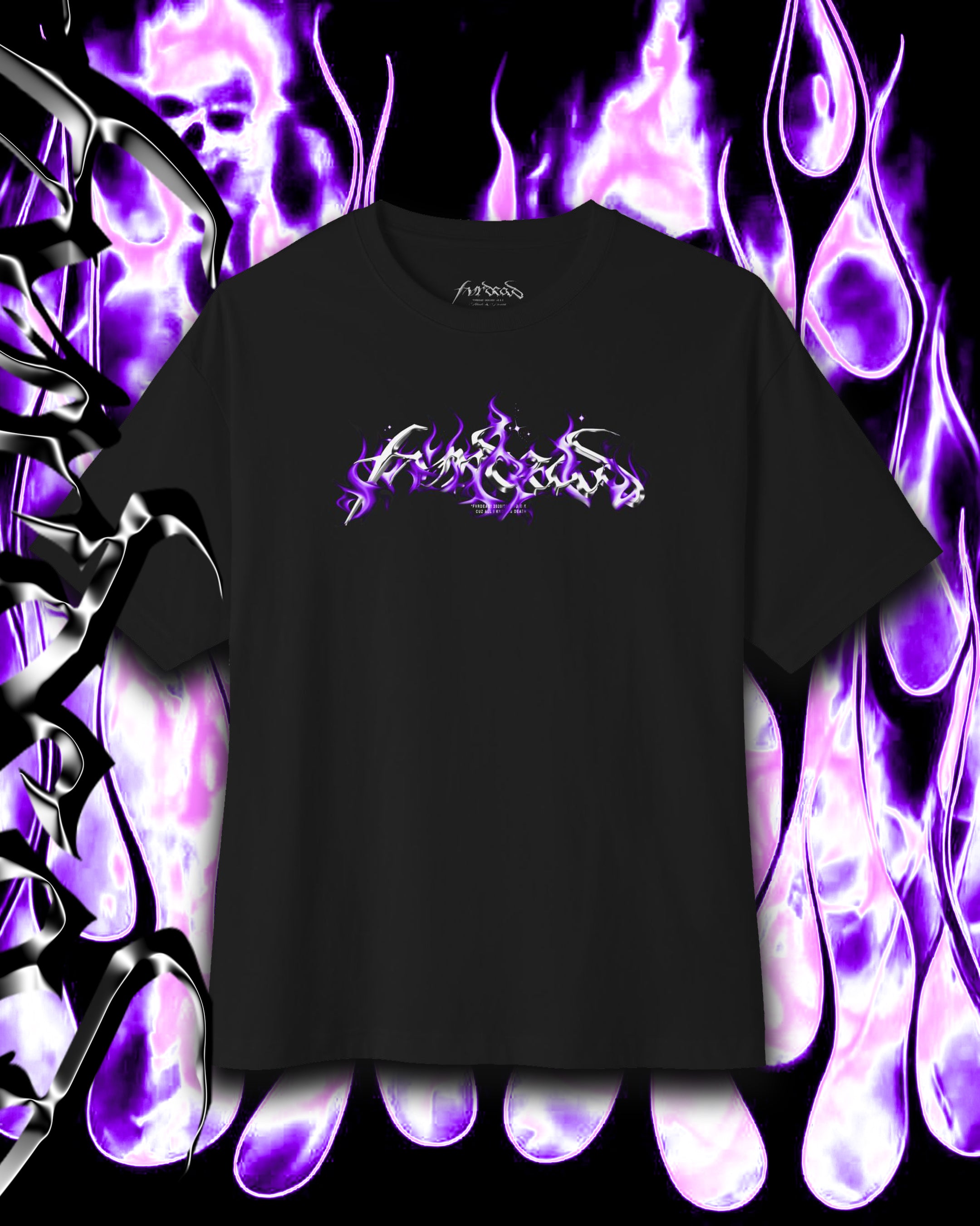 Purple Haze flame logo Blk tee