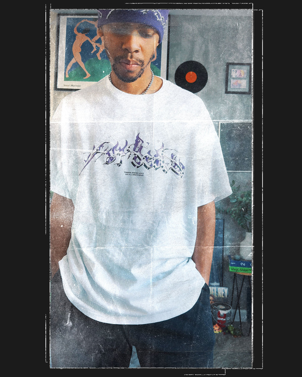 Purple Haze Flame Logo Tee white