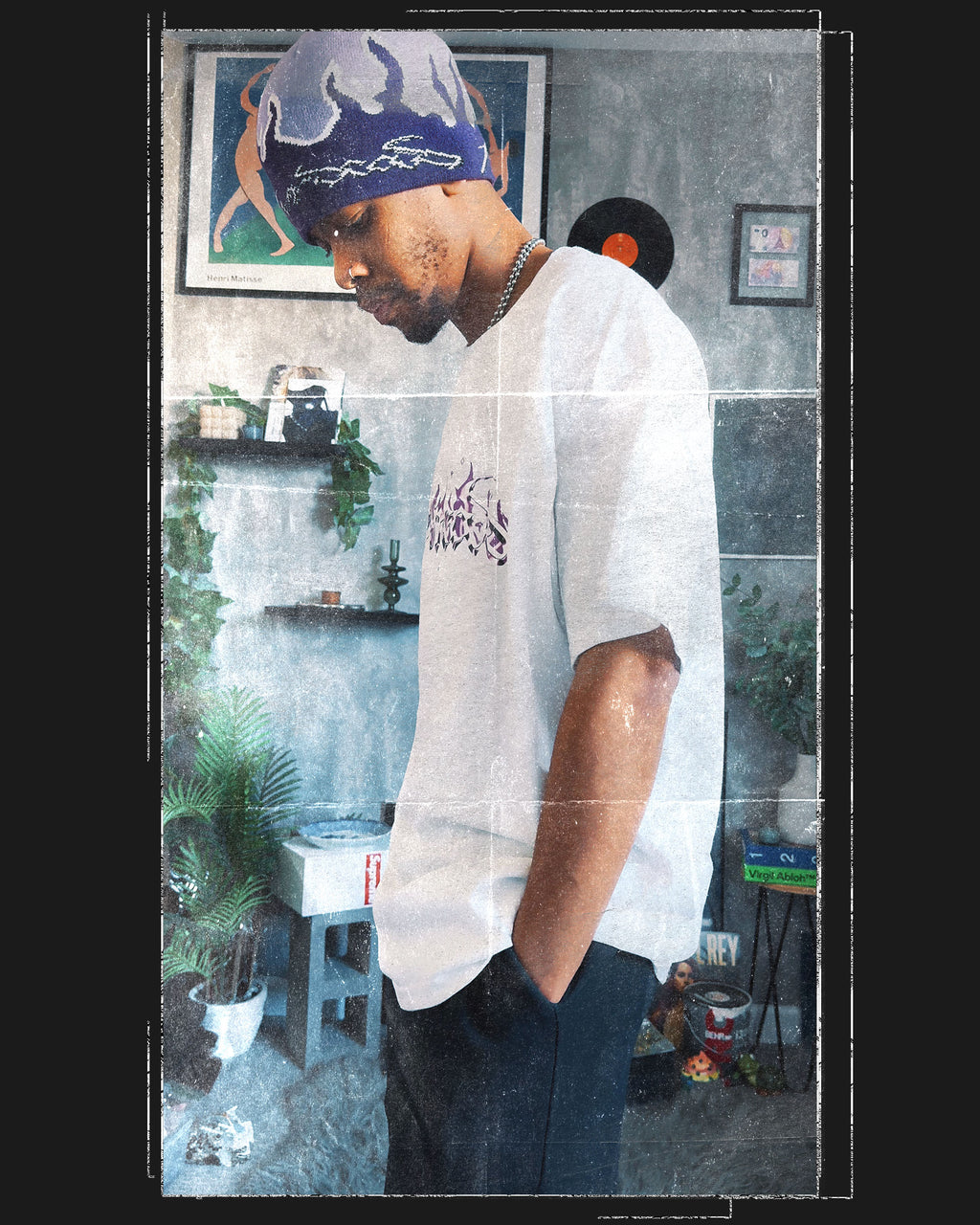 Purple Haze Flame Logo Tee white