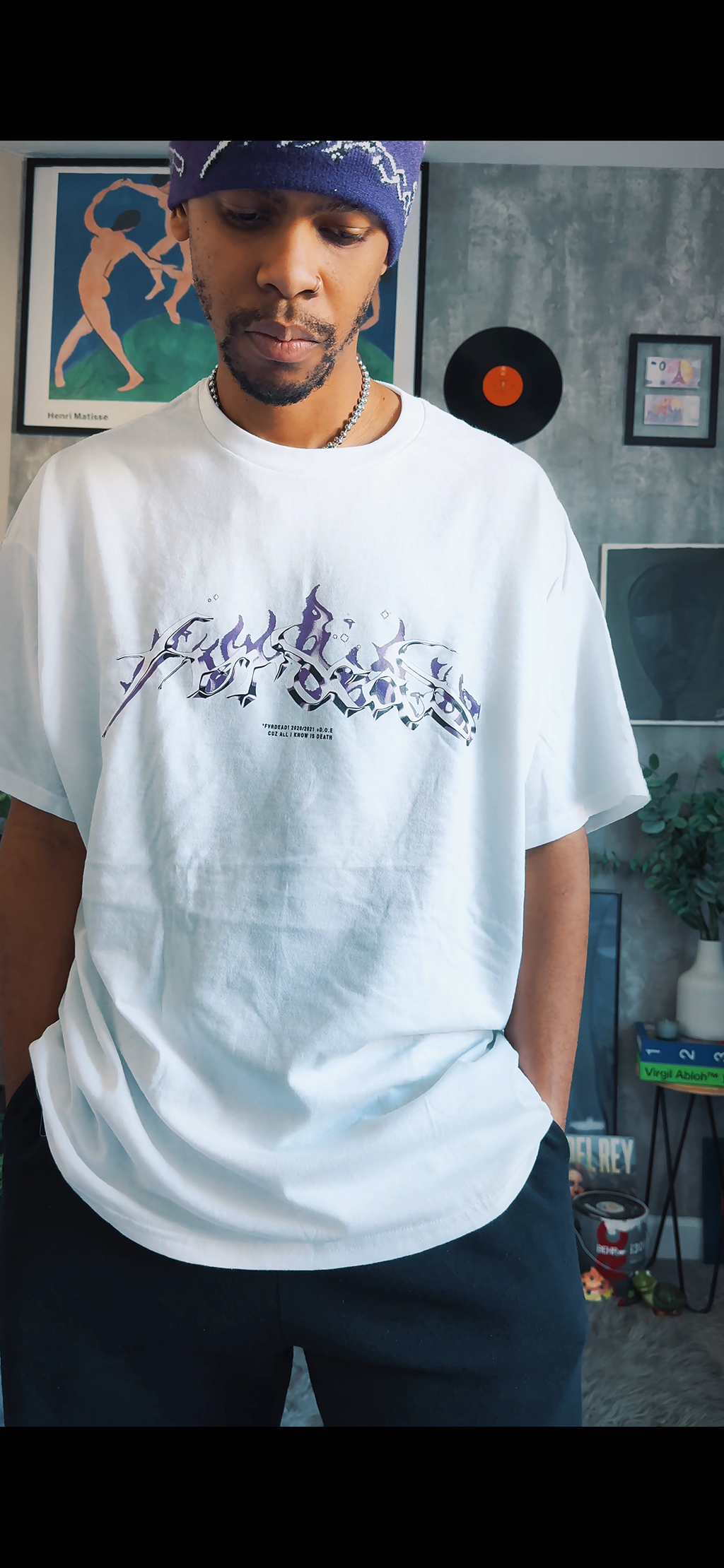 Purple Haze Flame Logo Tee white