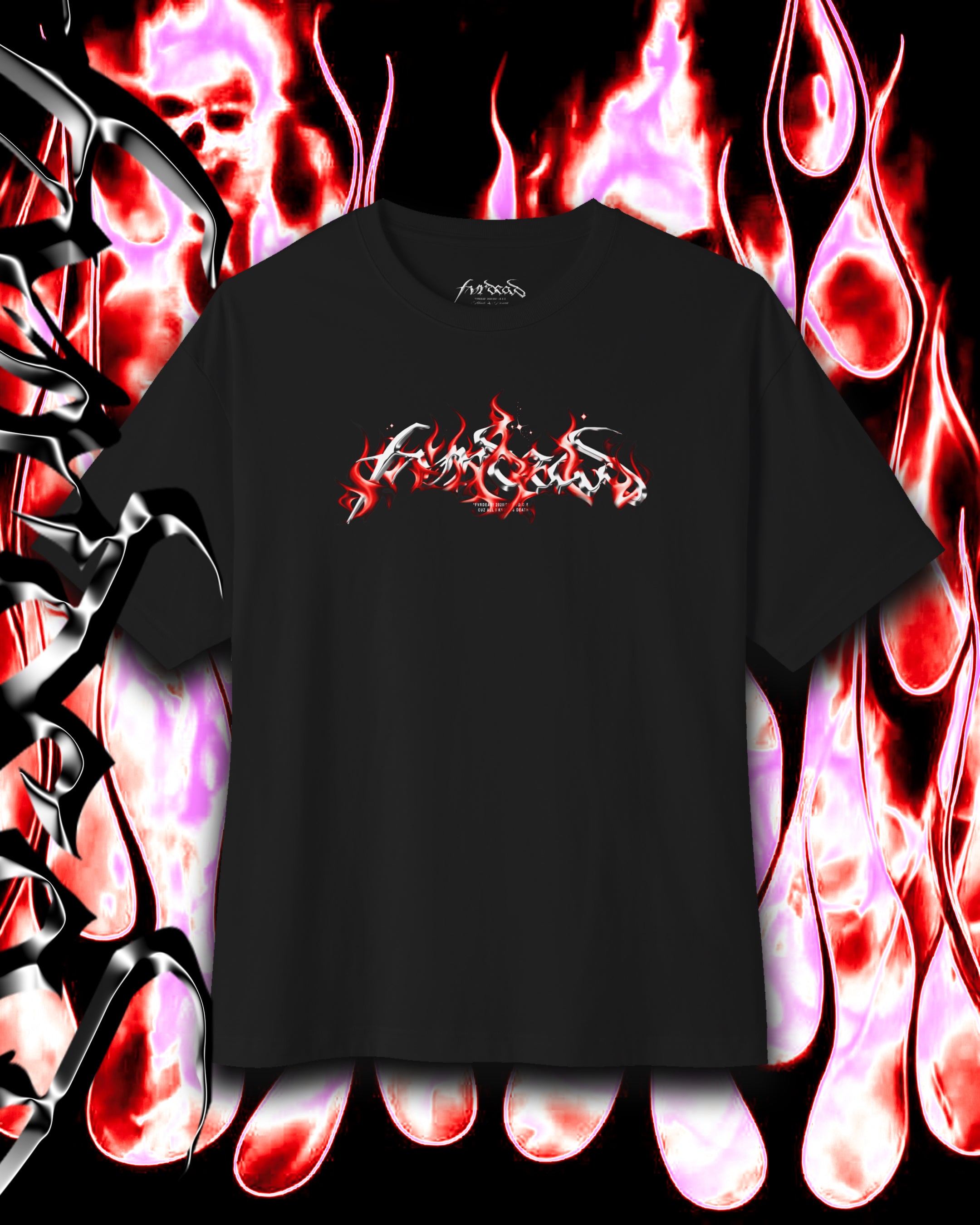 Red Fury flame logo Blk tee