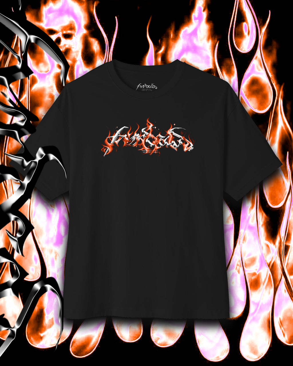 Rustic Blaze flame logo Blk tee